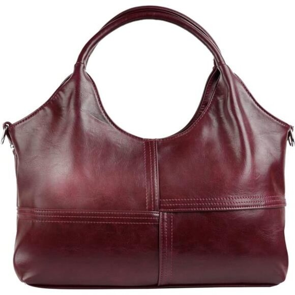 Vegan Leather with Detachable Satchel Strap, Red - Picture 1 of 6